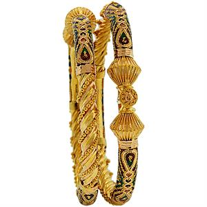 Image Of 22 Carat Gold Pair Of Minakari Kara