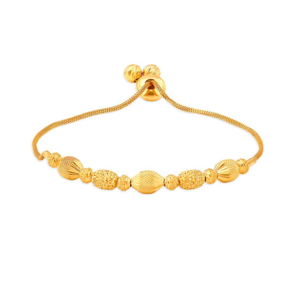 22K Gold Bracelet CZ studded - BrLa15802 - 22K Gold Ladies Bracelet  designed with star signity stones in Two Tone finish. Hook type: Secure