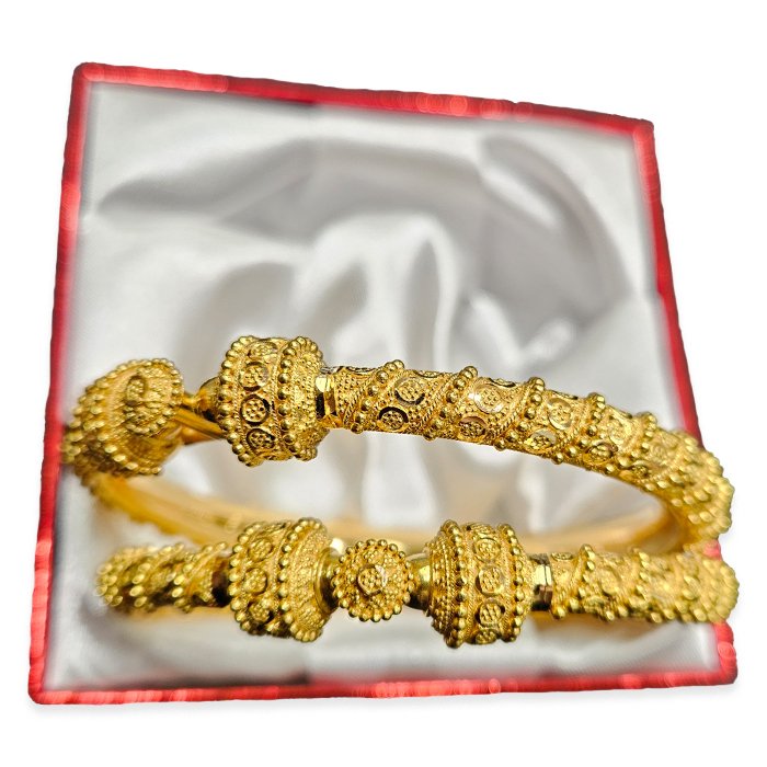 Image Of Exquisite Gold-Plated Bangles with Intricate Detailing
