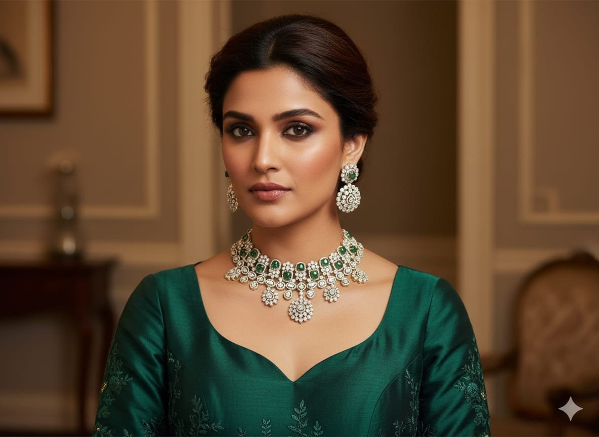 Image Of K - Emerald Choker Necklace Set