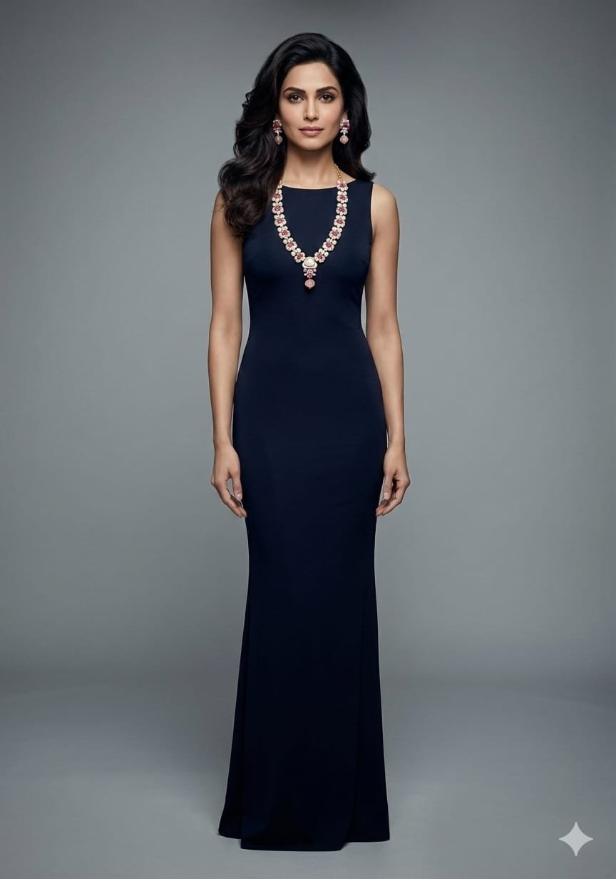 Image Of K - Pink Ruby Diamond Opera Necklace